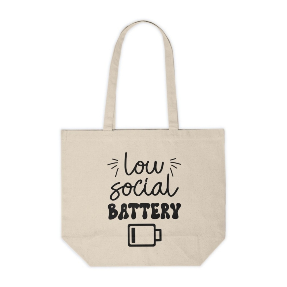 Low Social Battery Custom Canvas Tote Bag